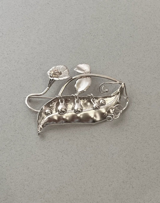 Peas & tendril Brooch handmade sterling silver brooch
