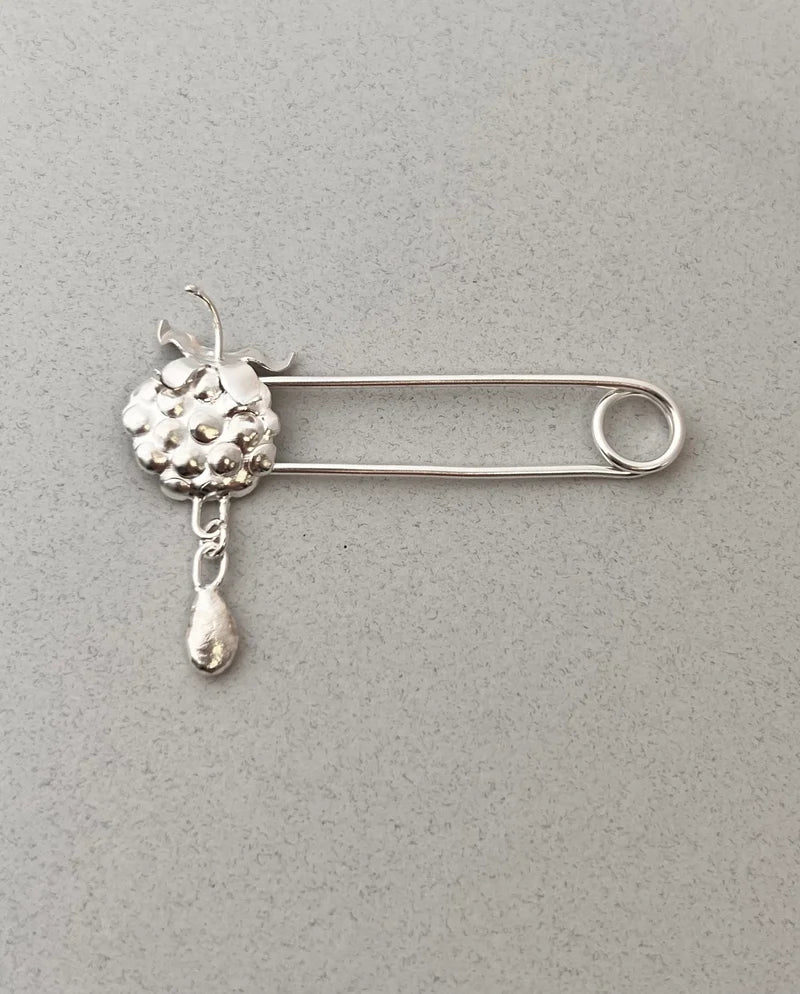Raspberry Pin handmade sterling silver pin