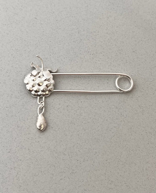 Raspberry Pin handmade sterling silver pin